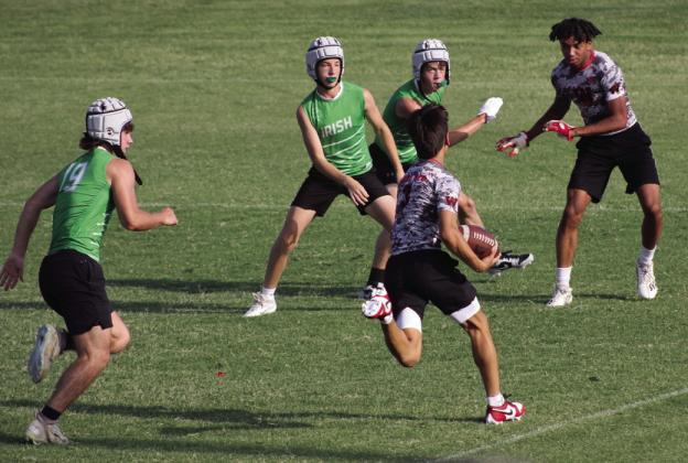 Skyrockets keep active with 7-on-7 drills and basketball workouts