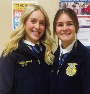 In Senior Creed Speaking, Harlee Gomez, left, secured first place. Heather Peters placed third.