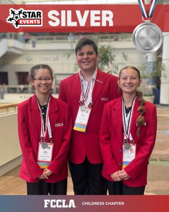 The Professional Presentation Level 2 team of Zada Cunningham, Kayden Mock and Lilly Roark receive a Silver Medal for their Students Taking Action with Recognition (STAR) project, “The Dirty Truth,” which tackled the issue of spreading germ awareness within schools.