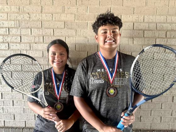 The mixed doubles team of Alexa Rodriguez and Javi Rodriguez take bronze at the Tascosa Rebel Tennis Tournament Thursday, March 26 in Amarillo.