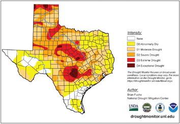 Despiterecentmoisture,the Hall County Commissioners Court approved a 29-day extension of the current burn ban Tuesday, Nov. 15, prolonging the ban through Tuesday, Dec. 13, according to Hall County Judge Ray Powell. Currently, the majority of Hall County is in Category D1 Moderate Drought, a significant decrease from only three months prior, when the county was experiencing Category D3 Extreme Drought. Graphic Courtesy of U.S. Drought Monitor