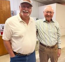 Don Crawford, of Tyler, and Gary Norman, of Dodson catch up on Dodson’s downtown improvements.
