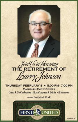 First United Bank to honor President Larry Johnson with retirement celebration