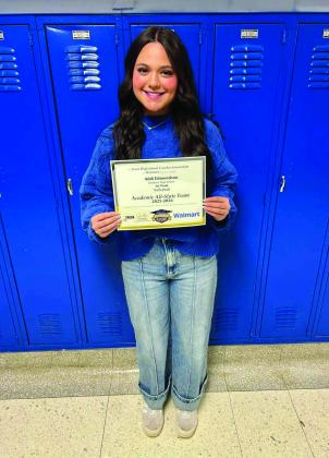 Childress High School senior Addi Edmondson was recently selected to the 2025-2026 Texas High School Coaches Association Academic All-State Volleyball First Team. To be selected, students must be an athlete, student trainer or manager in good standing with the team; of good moral character; a senior; and have an overall grade point average of 92 or above. Childress Bobcat and Lady Cat Sports