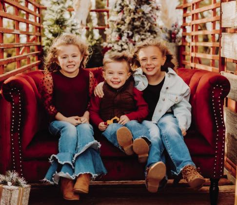 Brynlee Nell, 6, John Elbert, 2, and Briley Chae, 8, are the children of LJ and Becca Holton, of Wellington, and grandchildren of Richard and Jackie Johnson and Johnny and Karen Holton, all of Wellington, and Lynn Holton, of Frisco.