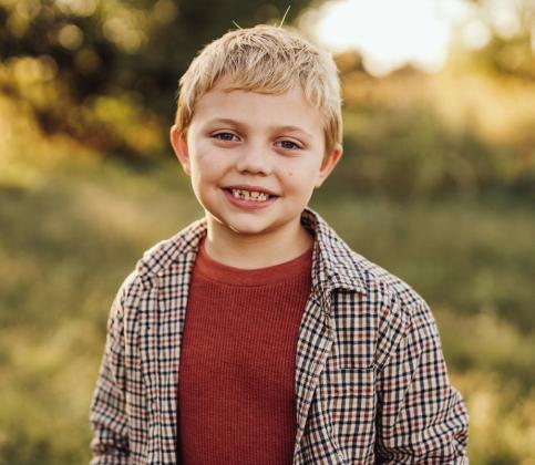Quade Brooks, 7, is the son of Jacob and Alisha Weatherly, of Wellington, grandson of David and Jeannie Rogers, of Tulia, and Quincy and Cindy Weatherly, of Wellington, and great-grandson of the late Joann Blunkall, of Paonia, Colo., Delores and Mel Billington, of Lubbock, the late Bob Weatherly, of Wheeler, and the late Darrel Barham, of Freeport.