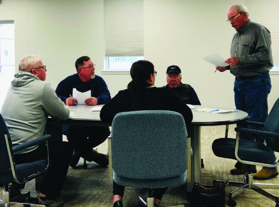 Wellington City Manager Jon Sessions explains the budget amendments to the council during the Monday, March 3 meeting. With 33 years of service, Sessions retired Monday, March 31. The Red River Sun/Bev Odom