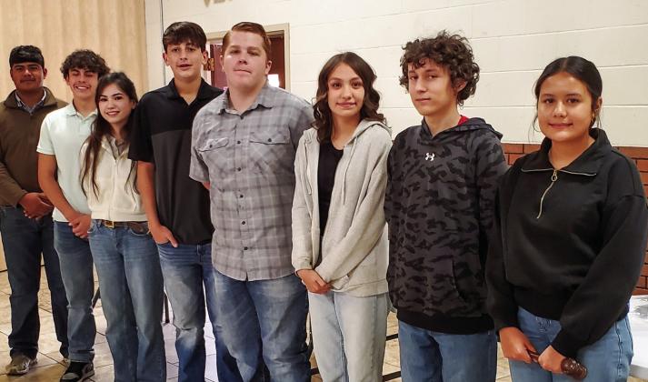 The Memphis Lions Club recently welcomes the Memphis High School Future Farmers of America (FFA) Greenhand Chapter Conducting team. Presenting the opening ceremony for the Lions, the team competed at the Area 1 Leadership Development Events (LDEs) Saturday, Nov. 22 at West Texas A&amp;amp;M University in Canyon. Memphis Lions Club