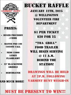 Wellington Volunteer Fire Department slates varmint hunt,bucket raffle fundraisers