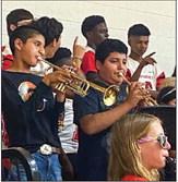 Firecracker band members perform at the first pep rally of the 2022 season.