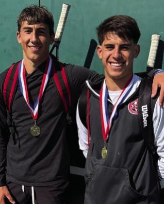 First place boys’ doubles district champions, Cal Kane and Noah Cantu.