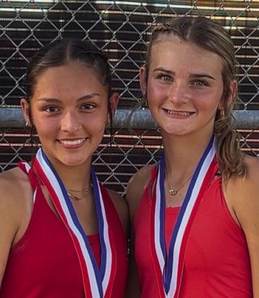 First place girls’ doubles district champions, Ingrid Granadoz and Kambrie Fisher.