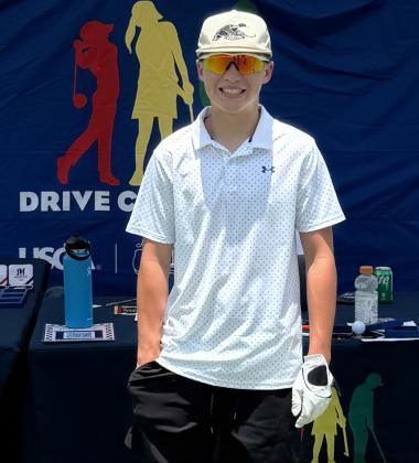 Wellington High School freshman Miles Ouellette competes at the Sub-Regional Shady Oaks Country Club championship Monday, July 14 in Fort Worth, taking 11th place overall in the Drive, Chip and Putt 14–15-year-old boys’ division.