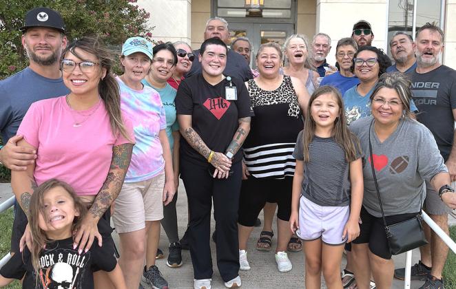 Community members gathered at the Childress County Courthouse recently to pray for the roots of home. INTREPID PHOTO / AARON RAMOS