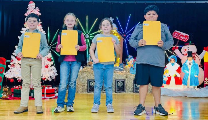 Additional Wellington Elementary School third-grade UIL competitors. From left: Luke Roberson, Katie Tarver, Emma Vaught, Layton Wynn.