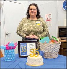 Tammy George recently celebrates her 35-year anniversary with Walmart. “I love my store,” George said. Photo Courtesy of Walmart