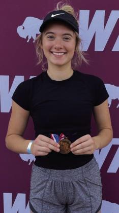 Lady Rocket senior Madeleine Kane concludes her high school tennis career as the third-place medalist at the regional tennis tournament on Thursday, May 9 in Amarillo. Coached by Amy Inman, Kane finishes her tennis career as the state alternate. Courtesy Photos