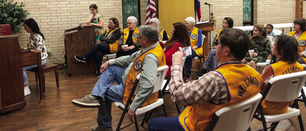Wellington Lions Club Sweetheart Summer Owens performs for the Wellington Lions Club and guests at the Monday, Jan. 16 meeting. All by memory, the pieces she played included “Rondo Alla Turca,” “Fountain in the Rain,” “Chopsticks” and “Malagueña.” Youth present at the meeting joined the Lions and guests for Owens’ performance. The Red River Sun/Bev Odom