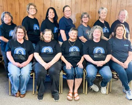 Members of the Collingsworth County Child Protective Services Board of Directors plan April child abuse awareness activities for Wellington Elementary School students. Front row, from left: President Cristin Davis, Secretary Phyllis Floyd, Treasurer Saunna Blacksher, Tammy Rodriguez, Jackie Johnson. Back row, from left: Eva Hamby, Donnie Carter, Maria Granados, Gina Harris, Lisa Hamby, Carol Bodine, Catrina Moody. for the campaign. Collingsworth County CPS Board