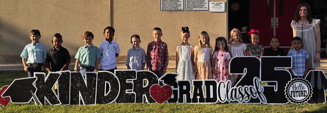Becca Holton’s Wellington Elementary School kindergarten students pose for a photo prior to the Friday morning, May 9 graduation ceremony. From left: Ty Ewing, Cassius Hargrove, Kaden Schniederjan, Zayden Barlow, Liam Needham, Crue Powers, Scarlett Engelke, Lexi Morton, Gia O’Rear, Mackenzie Keys, Danika Love, Alejandro Salinas, Jay Arizpe, Becca Holton. Not pictured: Malakhi Hunnicutt.
