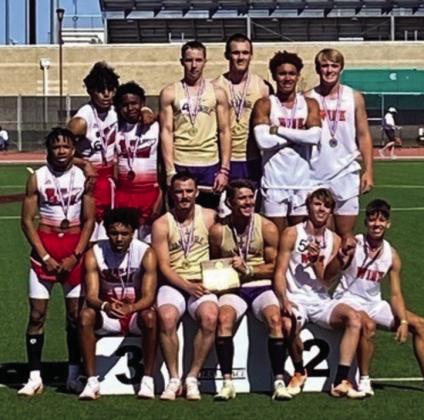 The 800-meter relay team of Travon Lewis, Jordan Nation, Demarcus Lewis and Anthony Ortiz clock a third-place time of 1:32.65