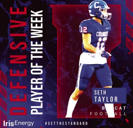 Childress senior linebacker Seth Taylor is the Iris Energy Defensive Player of the Week. Taylor made five tackles and eight assists as well as recovered one fumble during Week 8.