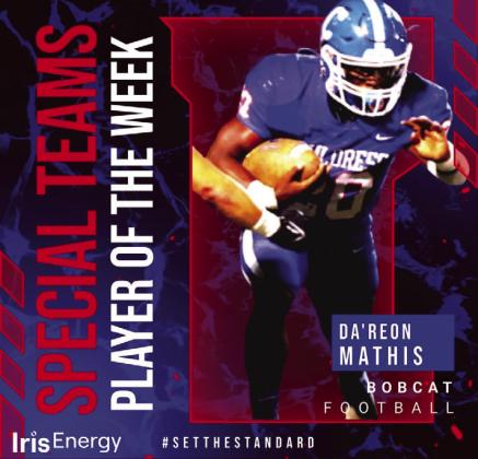 Childress senior running back Dareon Mathis is the Iris Energy Special Teams Player of the Week. In Week 8, Mathis rushed for 114 yards and one touchdown on 20 attempts.