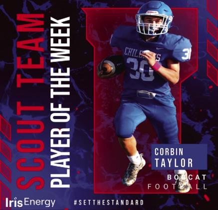 Childress freshman Corbin Taylor is the Iris Energy Scout Team Player of the Week for Week 8.