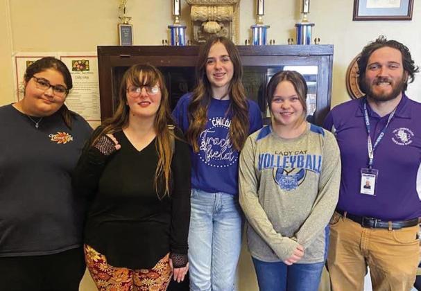 Childress Junior High School Bobcat band members Kaitlyn Martinez, Lilly Halliday, Avery Keys and Emma Britten recently performed at the UIL Region 1 Solo-Ensemble Contest in Canyon. The students are under the direction of Childress Junior High School Assistant Band Director Charles Stahl.