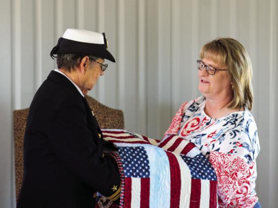 Ramona Garcia receives Quilt of Valor at Childress Elks Memorial Day Service