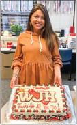 To focus attention on the unique contribution of school counselors, Wellington Junior High School presents Meagan O’Rear with a custommade cake in her honor during National School Counselor Week. Courtesy Photo