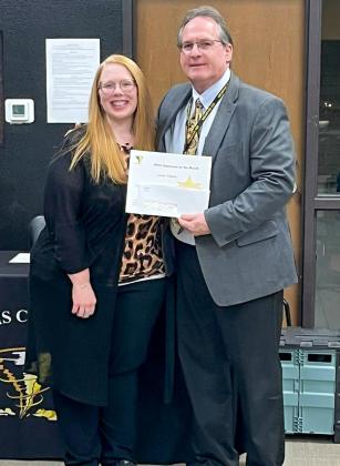 Memphis Middle School Counselor Kristi Wagner is recognized as an Employee of the Month by Memphis Independent School District (ISD) Superintendent William Alexander during the recent Memphis ISD Board of Directors meeting. “Mrs. Wagner is a ‘hometown girl’ who joined Memphis ISD this year and is killing it,” Alexander said. “Both of these ladies are a blessing to our district.” The Employee of the Month program is sponsored by First Bank and Trust of Memphis.