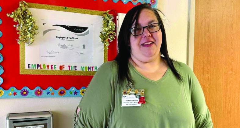 Memphis Convalescent Center announces the February 2025 Employee of the Month Brandie Hicks. “Brandie has consistentlydemonstratedexceptionaldedicationandservice, significantly enhancing the quality of life for our residents,” Memphis Convalescent Center Administrator Myrna Robinson said. “Her attentive care and positive attitude has made a remarkable difference in residents’ daily experiences. We are grateful to have her as a part of our team.” Photo Courtesy of Memphis Convalescent Center