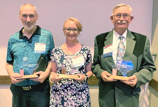 Clarendon College employees receiving the Texas Caring For Texans awards include James Gordon, left, Scarlet Estlack, Larry Wiginton and Bruno Castel (not pictured). Photo Courtesy of The Clarendon Enterprise