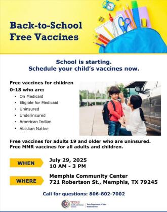 Texas DSHS to offer free back-toschool vaccines in Memphis