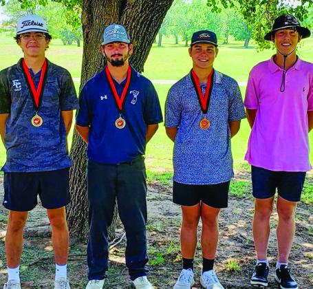 High school boys, from left: Tristen Dunn, Altus, Okla., first place; Dylan Poddoll, Altus, Okla, second place; Gunner Guy, Wellington, third place; Jace Farr, Altus, Okla., fourth place.
