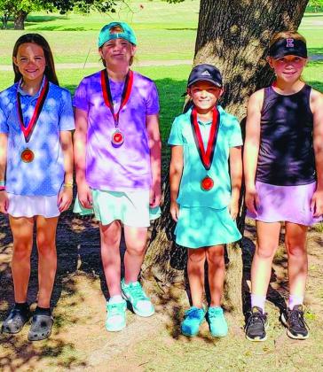 Fourth through fifth-grade girls, from left: Berkeley Ward, Wellington, first place; Emma Howard, Clarendon, second place; Berkley Lepe, Childress, third place; Moxee Martin, Altus, Okla., fourth place.