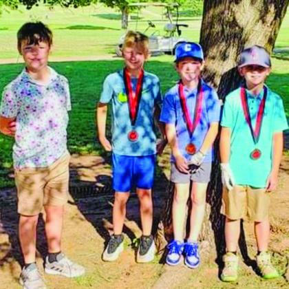 Kindergarten through third-grade boys, from left: Mark Robinson, Altus, Okla., fourth place; Luke Latimer, Childress, second place; Rylan Hickman, Childress, first place; Landry Wynn, Altus, Okla., third place.