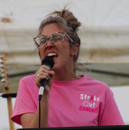 Welcoming guests to take the stage, Jessica Clark performs “Strawberry Wine” by Deana Carter at the Childress Fire Department benefit concert.