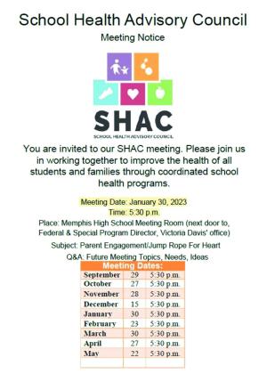 School Health Advisory Council meeting rescheduled
