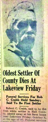 An article, titled “Oldest Settler Of County Dies At Lakeview Friday,” was printed in The Memphis Democrat’s Centennial Edition on July 18, 1943. Photo Courtesy of the Collection of John R. Ballew