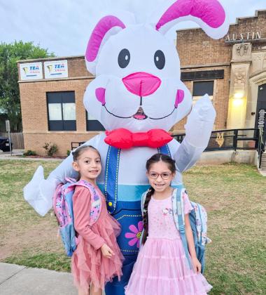 Easter Bunny greets students