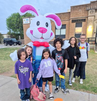 Easter Bunny greets students