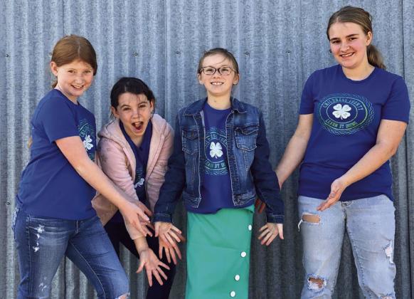 Childress County 4-H members, including Liesel Schaefer, Libby Sanford, Miranda Henry and Aubrielle Nelson, compete in the recent Duds to Dazzle competition. Photo Courtesy of Childress County 4-H