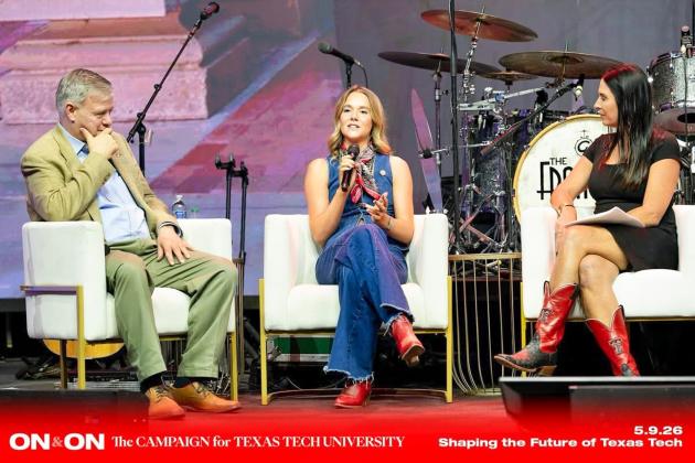 Memphis’ Emma Talley, center, joins a speaker panel for the Texas Tech University ON&amp;amp;ON Campaign, which hosted an event on Saturday, May 9 in Dallas. TEXAS TECH NOW