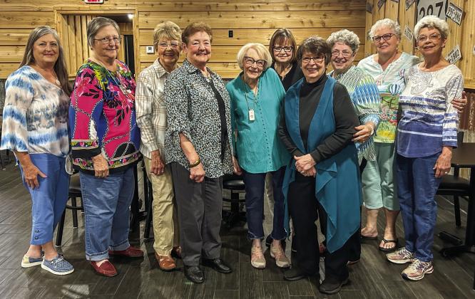 Modern Home Club members meet for the annual Dutch Treat Luncheon at Top Notch Texas BBQ Thursday, May 16. From left: Mary Ann Hickman, Rosemary Foster, Pat Boykin, Marianne Lynn, Pat Collins, Mary Ann Hall, Soundra Christy, Diane Clifton, Milli Spencer, Edie Johnson. Not pictured is Whitney Wyatt. Courtesy Photos