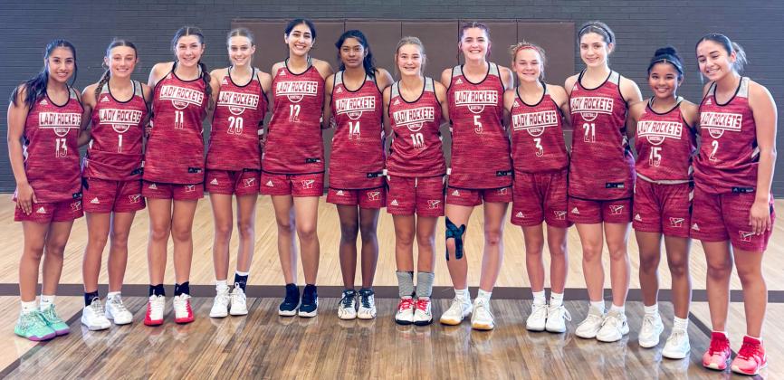 The Wellington Lady Rocket junior varsity team attended the recent Elk City Team Camp, improving basketball skills and getting ready for the 2026-2027 season. From left: Yisel Moreno, Claire Kane, Anna Dwyer, Libby Chandler, Valerie Cruz, Priscilla Marentes, Ava Kate Inman, Autumn Shatswell, Halle Hedrick, Anna Henard, Demi Massey, Hazel Estrada. COURTESY PHOTO