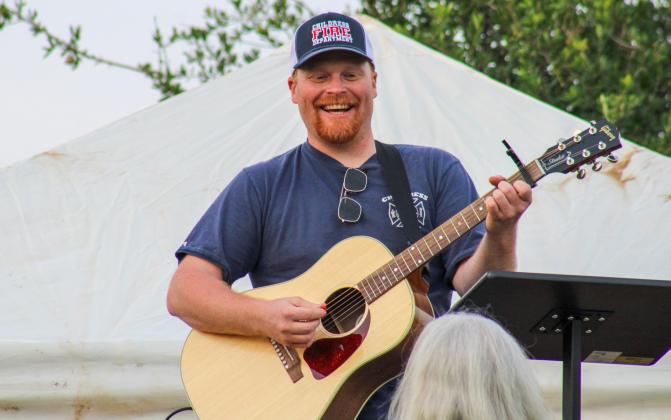 Childress Fire Department volunteer firefighter Jim Lile performs during the 2023 Childress Fire Department benefit concert at Fair Park. The Red River Sun/Elizabeth Tanner