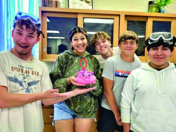 It’s alive! Childress High School students get creative in chemistry class Monday, May 19, creating “creatures” out of polyurethane. Childress High School Bobcats