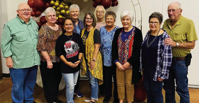Members of the Wellington Senior Citizen Center congregate for a November social with an evening meal and a lively game of crazy spades Thursday, Nov 16. Paige Owen’s Sugarbeet Catering served stew, cornbread and cookies. From left: Jerry and Becky Haralson, Karen Caldwell, Anne Langford, Dawn Dockter, Beth Motsenbocker, Fraya Hammons, Linda Powell, Glenda and Billy Colson. Courtesy Photo